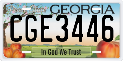 GA license plate CGE3446