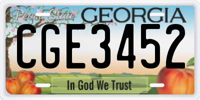 GA license plate CGE3452