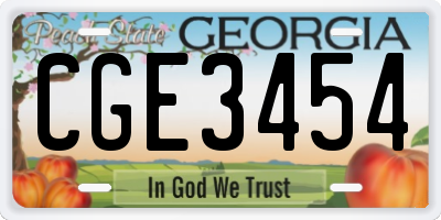 GA license plate CGE3454