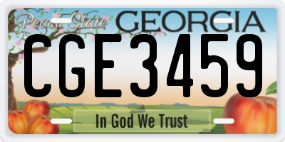 GA license plate CGE3459
