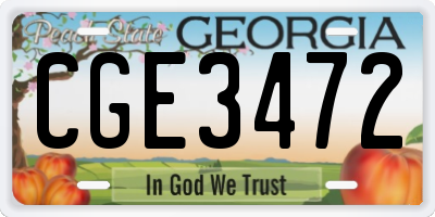 GA license plate CGE3472