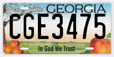 GA license plate CGE3475