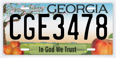 GA license plate CGE3478