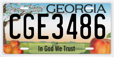GA license plate CGE3486