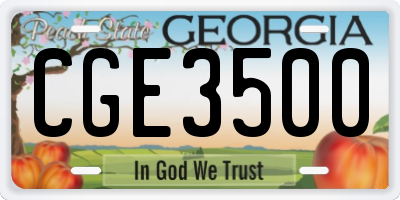 GA license plate CGE3500