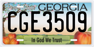 GA license plate CGE3509