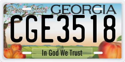 GA license plate CGE3518