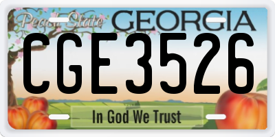 GA license plate CGE3526