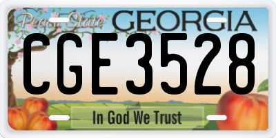 GA license plate CGE3528