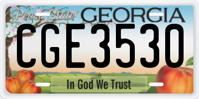 GA license plate CGE3530