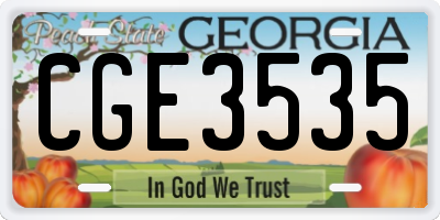 GA license plate CGE3535