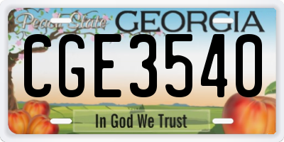GA license plate CGE3540