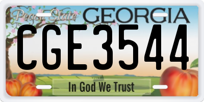 GA license plate CGE3544