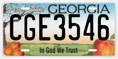 GA license plate CGE3546