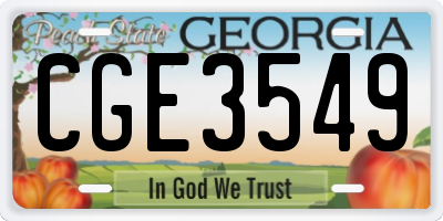 GA license plate CGE3549