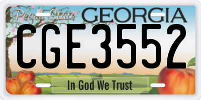 GA license plate CGE3552