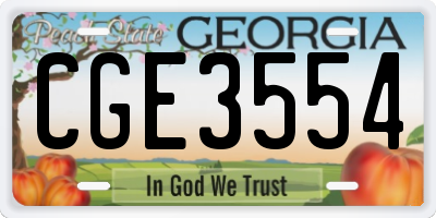 GA license plate CGE3554