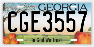 GA license plate CGE3557