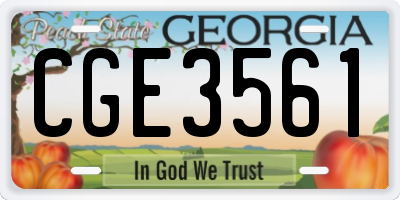 GA license plate CGE3561