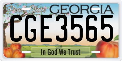 GA license plate CGE3565