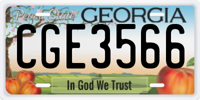 GA license plate CGE3566