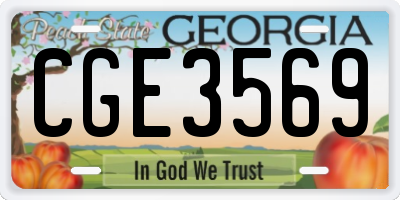 GA license plate CGE3569