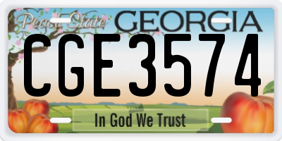 GA license plate CGE3574