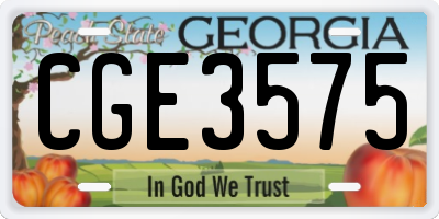 GA license plate CGE3575