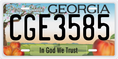 GA license plate CGE3585