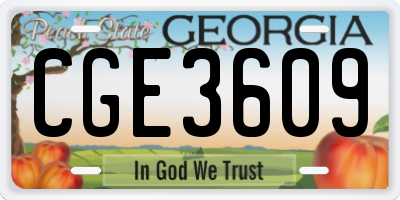 GA license plate CGE3609