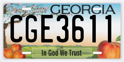 GA license plate CGE3611