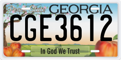 GA license plate CGE3612