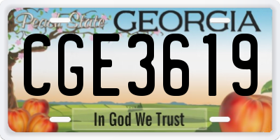 GA license plate CGE3619