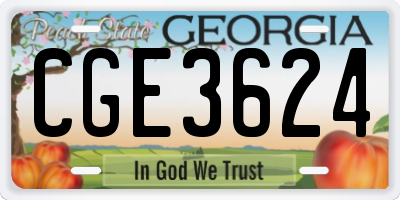GA license plate CGE3624