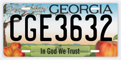 GA license plate CGE3632
