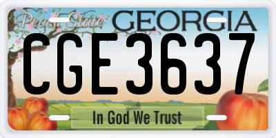 GA license plate CGE3637