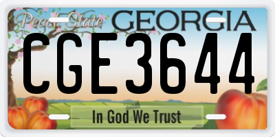 GA license plate CGE3644