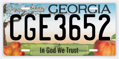 GA license plate CGE3652
