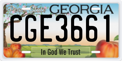 GA license plate CGE3661