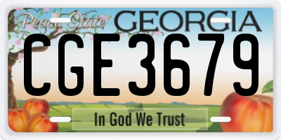 GA license plate CGE3679