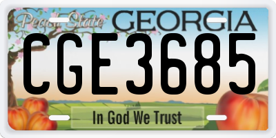 GA license plate CGE3685