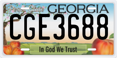 GA license plate CGE3688