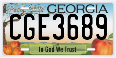 GA license plate CGE3689