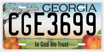 GA license plate CGE3699