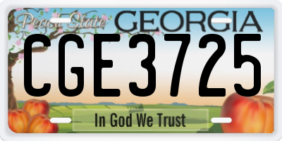 GA license plate CGE3725