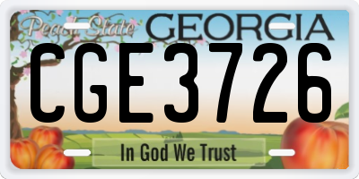 GA license plate CGE3726