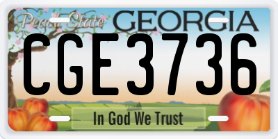 GA license plate CGE3736