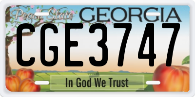 GA license plate CGE3747