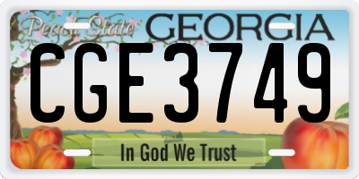 GA license plate CGE3749