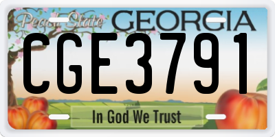 GA license plate CGE3791